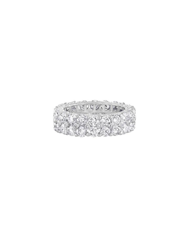 18k White Gold Diamond 2-row Ring,