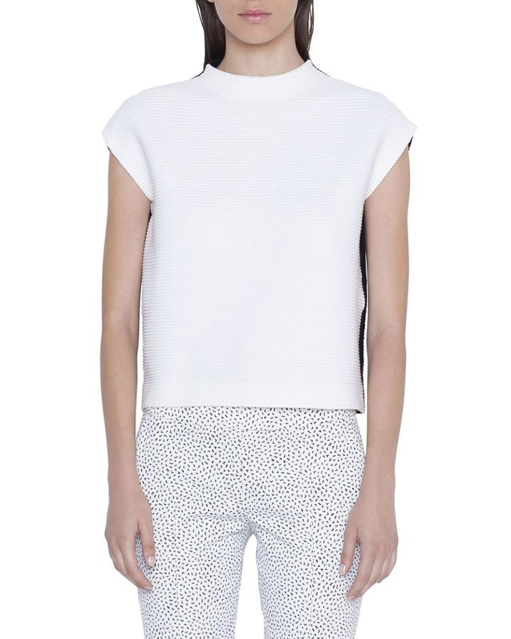 Mock-neck Bicolor Cap-sleeve