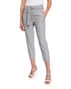 Striped Wide-waist Cropped Trousers