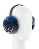 Petal Rosette Rabbit Fur Earmuffs, Blue