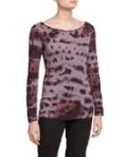 Long-sleeve Tie-dye Jersey Cowl Top