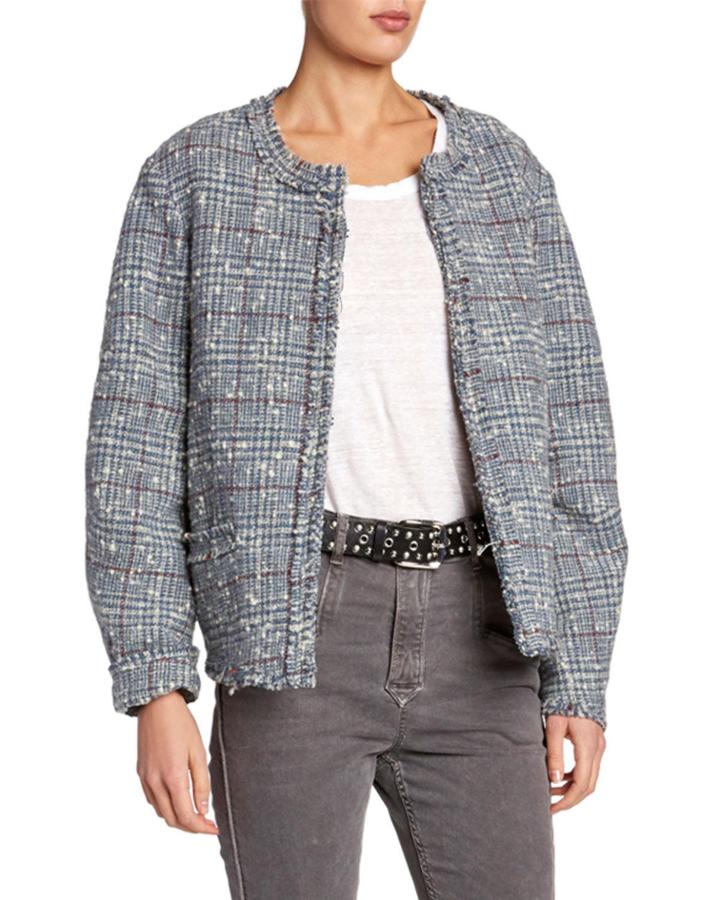Ovia Collarless Tweed Jacket