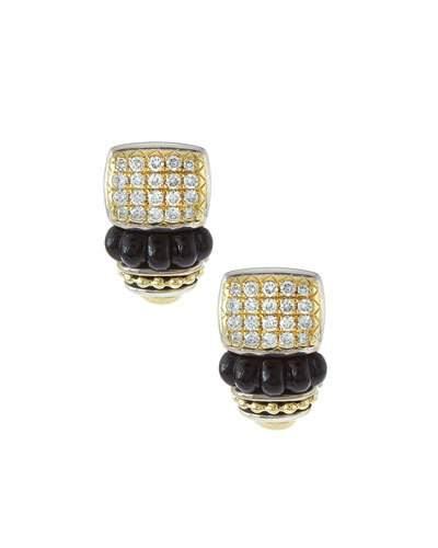 1977 Pave Diamond & Agate J-hoop Earrings