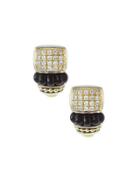 1977 Pave Diamond & Agate J-hoop Earrings
