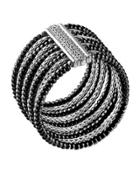 Bedeg Black Chalcedony & Howlite Beaded Multi-row Bracelet,