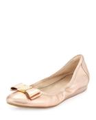 Tali Bow Leather Ballerina Flat, Rose Gold