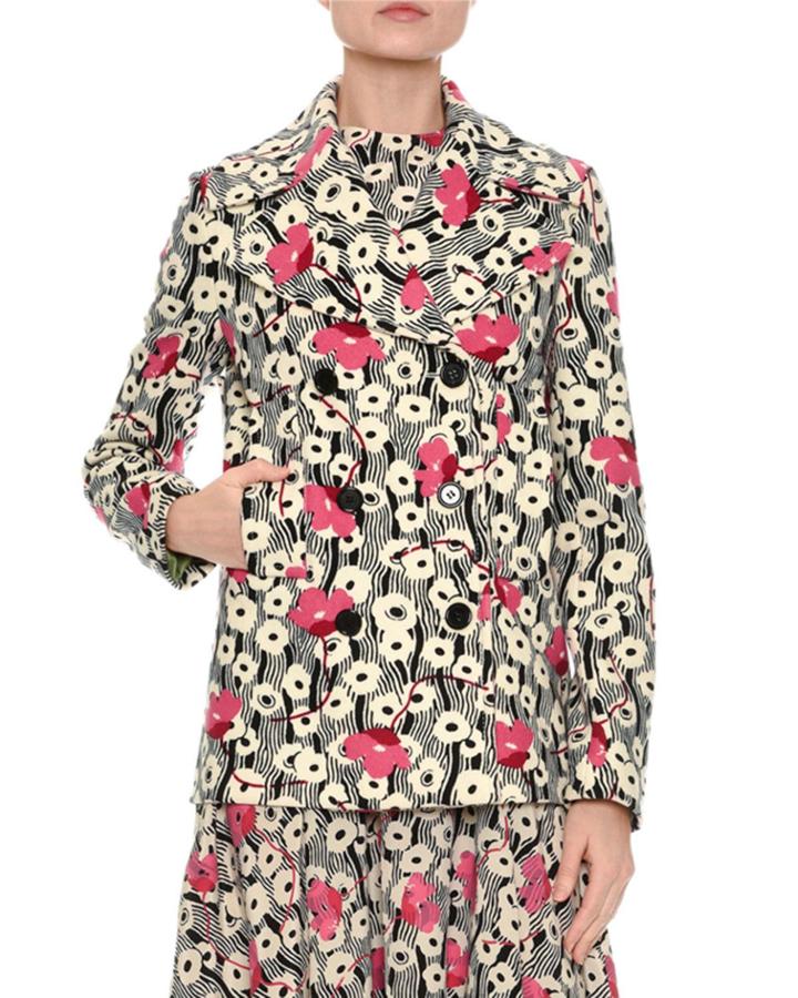 Double-breasted Floral Wave Jacket,