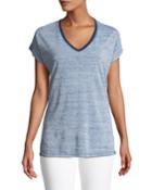 V-neck Heathered Cap-sleeve Tee
