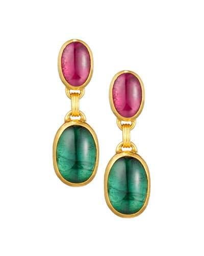 Amulet Hue 24k One-of-a-kind Tourmaline Double-drop Earrings