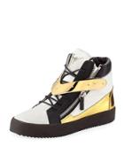 Colorblock Leather Zip