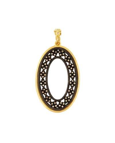 Old World Large Oval Roped Crivelli Pendant Enhancer W/ Champagne Diamonds