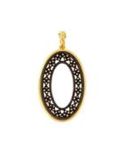 Old World Large Oval Roped Crivelli Pendant Enhancer W/ Champagne Diamonds