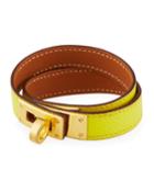 Estate Epsom Kelly Double-tour Leather Bracelet, Yellow