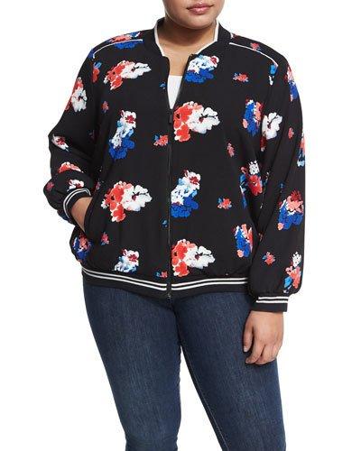 Traveling Bloom Zip-front Bomber Jacket,
