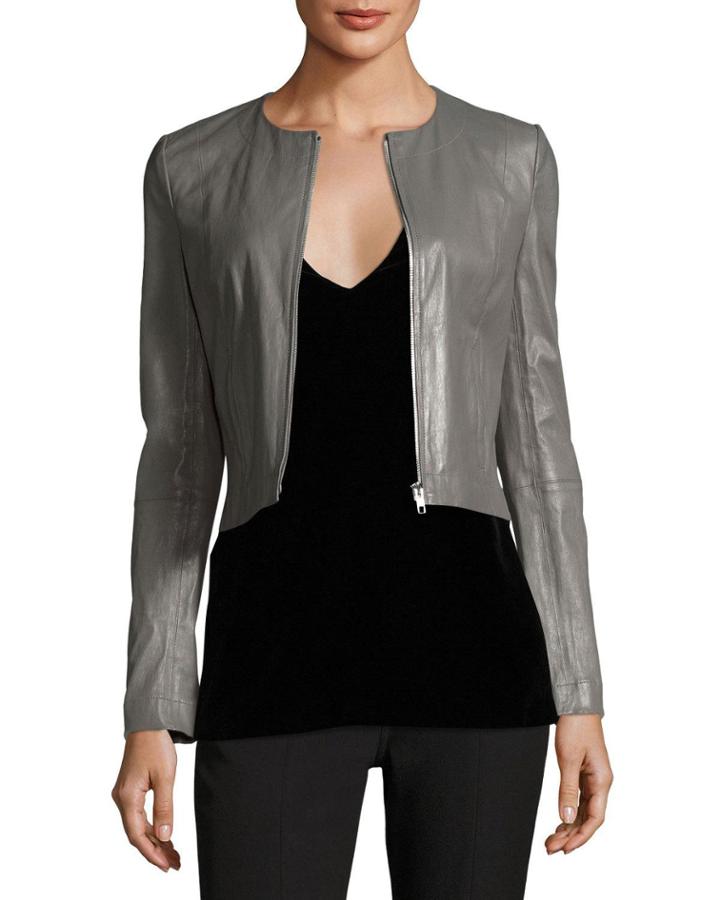Helen Long-sleeve Cropped Leather