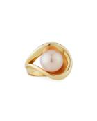 14k Yellow Gold & Pink Pearl Ring,