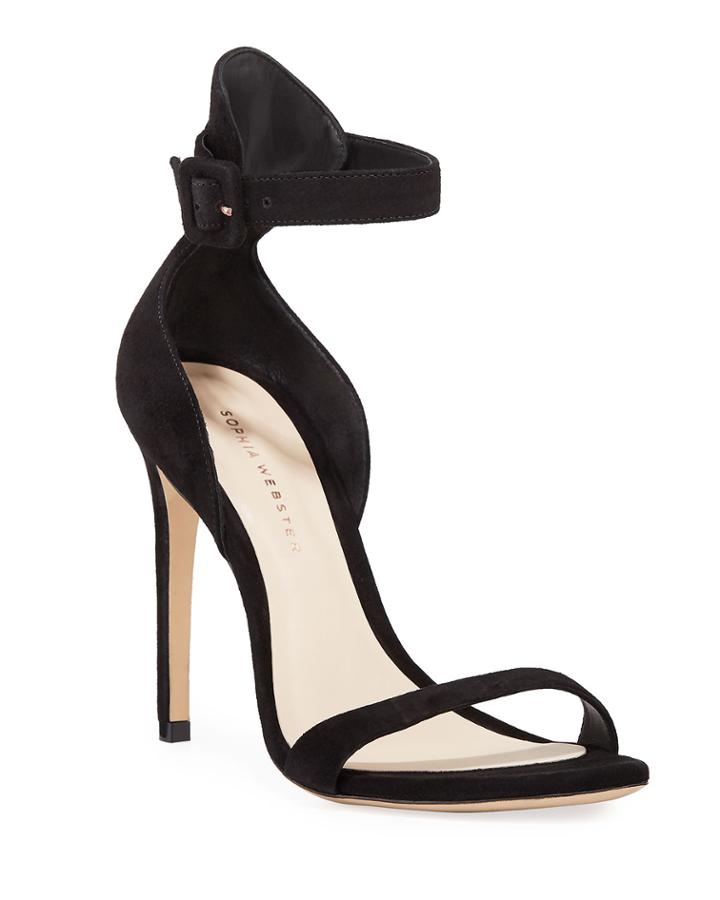 Nicole Naked High-heel Suede Ankle-wrap