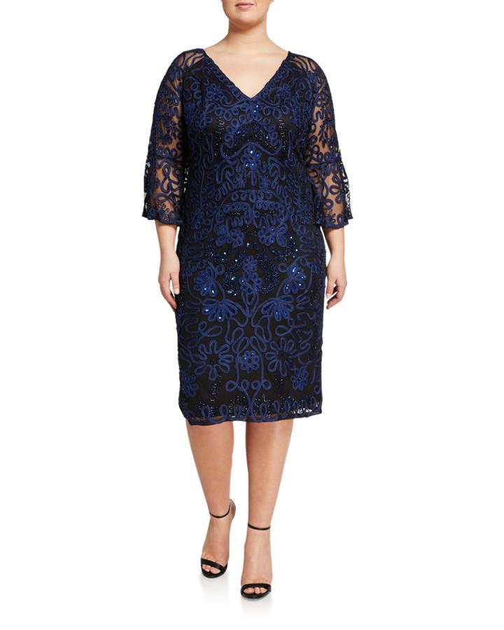 Plus Size V-neck Soutache Beaded