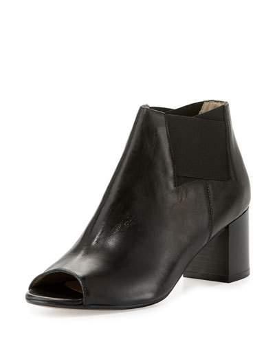 Clarissa Leather Stretch Bootie, Black