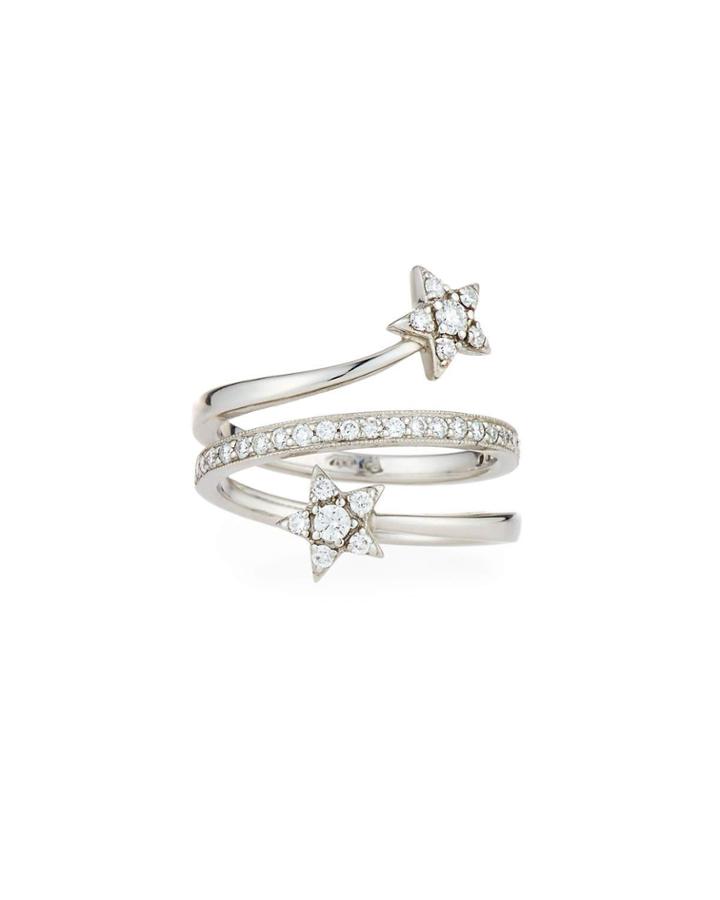 18k Star & Diamond Swirl Ring,