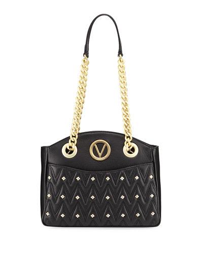 Camelie D Studs Quilted Sauvage Leather