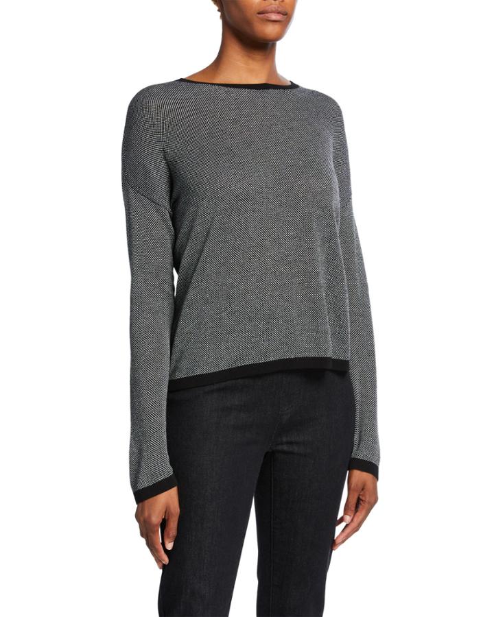 Plus Size Trimmed Long-sleeve Crewneck