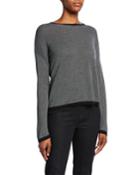 Plus Size Trimmed Long-sleeve Crewneck