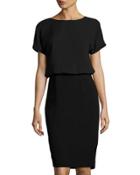 Gwen Short-sleeve Popover Dress W/ Combo Top, Black