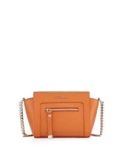 Ginerva Mini Leather Crossbody Bag, New Tangerine