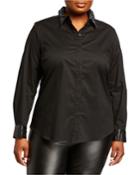Plus Size Shirt With Faux-leather Trim