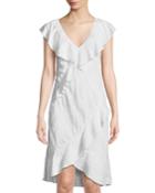 Flounce-trimmed V-neck