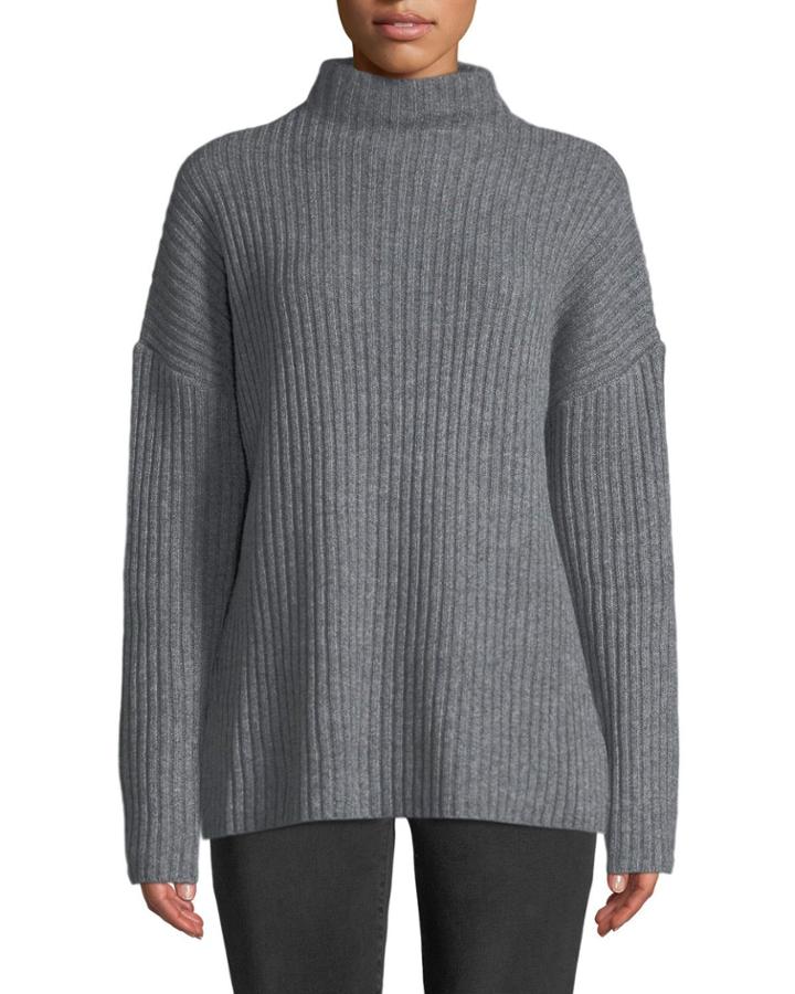 Turtleneck Open-back Wool-blend Pullover
