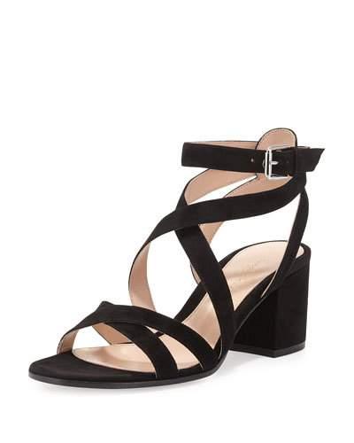 Suede Crisscross Block-heel