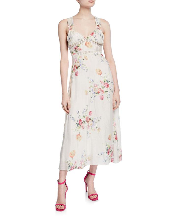 Sabina Sleeveless Floral Lace-inset Dress