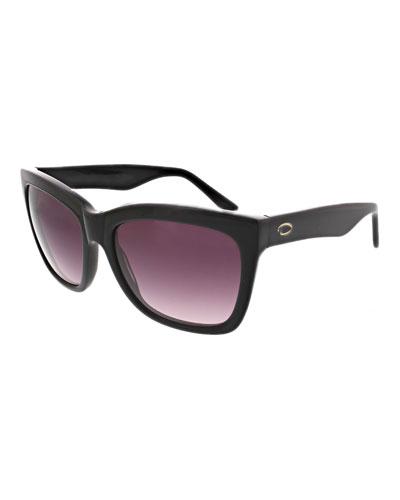 Thick Square Plastic Sunglasses, Black