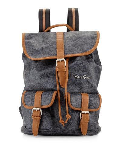 Paisley-printed Rucksack Backpack, Black