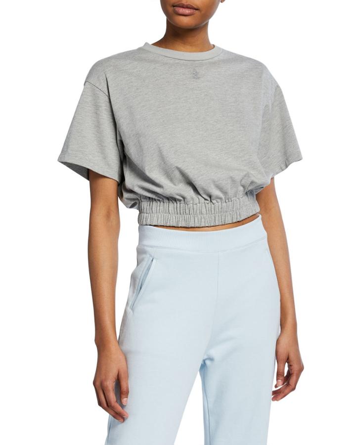 Short-sleeve Cropped Elastic-hem Tee