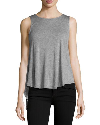 Sleeveless Jersey Flyaway Top, Gray