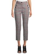 Farrow Button-detail Plaid Pants