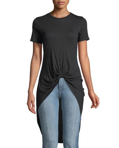 Short-sleeve Knotted High-low Tee