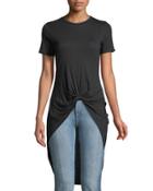 Short-sleeve Knotted High-low Tee
