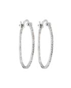 18k White Gold Interior/exterior Diamond Hoop Earrings
