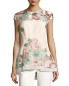Floral Fil Coupe High-low Top, Blush