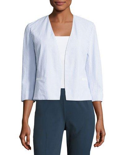 Cassie Seersucker Open-front Jacket,