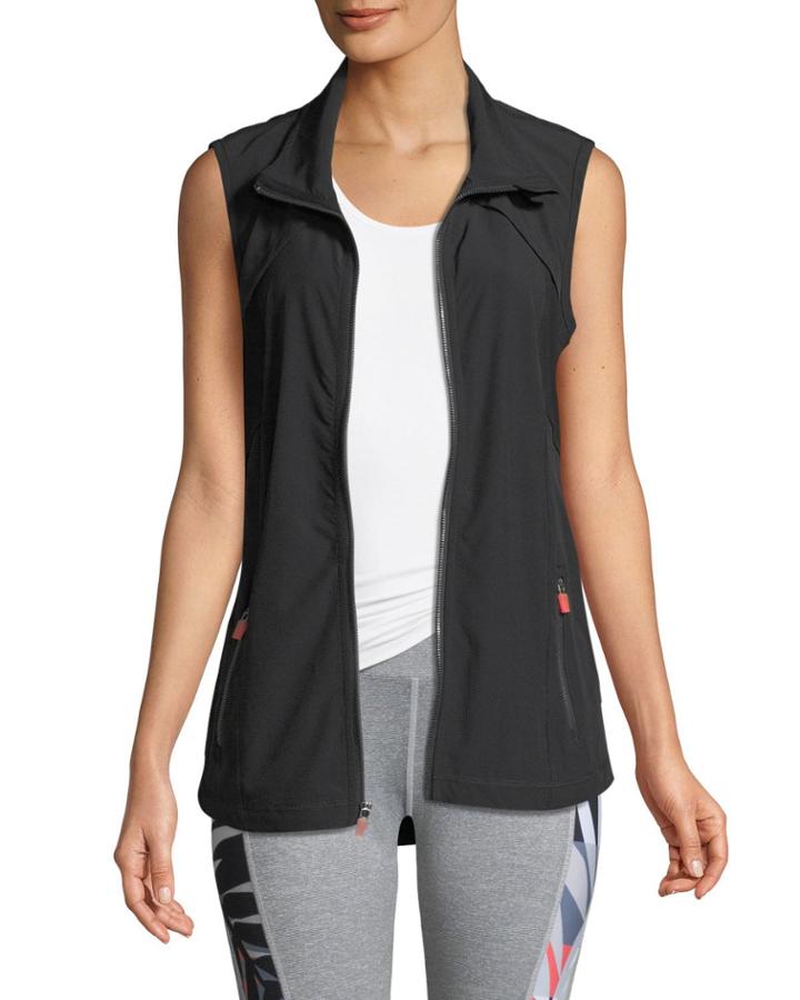 Ruched-side Zip-front Vest