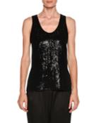 Scoop-neck Velvet Sequined Tank Top