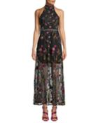 Floral Embroidered Halter-neck