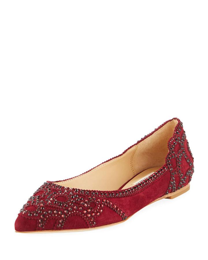 Gigi Embellished Suede Ballerina Flats