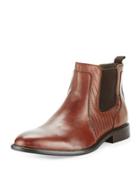 Edgeware Leather Snake-embossed Boot, Brown