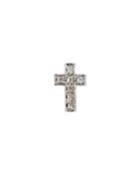 14k White Gold Small Cross Stud Earrings With Diamonds